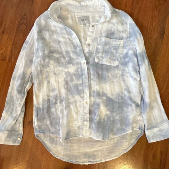 Rails blue and white tie-dye 100% cotton blouse size XS - Picture 1 of 5
